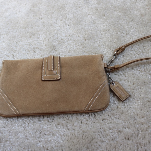 Coach Beige Suede Wristlet Clutch - Picture 4 of 4
